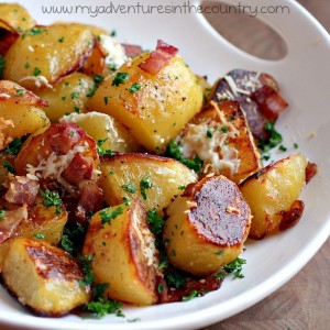 Oven Roasted Potatoes With Bacon Garlic And Parmesan