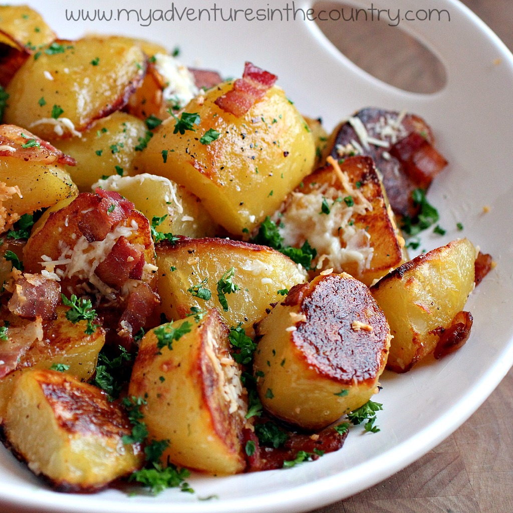 Cheesey bacon oven roasted potatoes