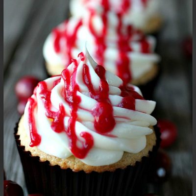 Cranberry Orange Cupcakes with Orange Cream Cheese Frosting and A Cranberry Orange Drizzle