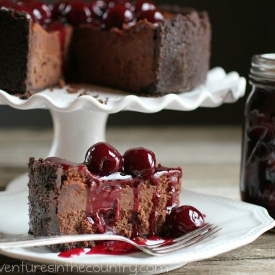 Monday’s Mystery Recipe Episode 11: Chocolate Truffle Cheesecake with Amaretto Cherry Glaze